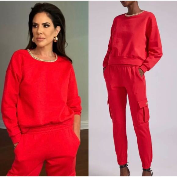 Generation Love Red Collina Chain Sweatshirt & Misha Sweatpants Set - Picture 1 of 16